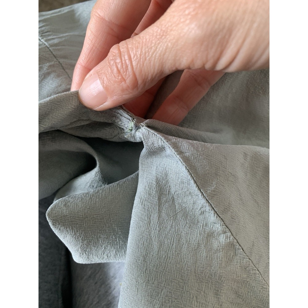 VTG Icy Muted Blue 100% Thai Silk Handwoven Lounge Old Money Quiet Luxury Unisex - Picture 7 of 12